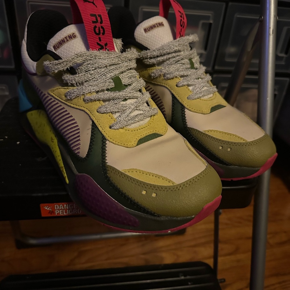 Puma Kids Olive and Pink Sneakers
